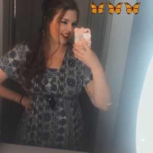 Blue and white alchemy thread asymmetrical cottagecore dress